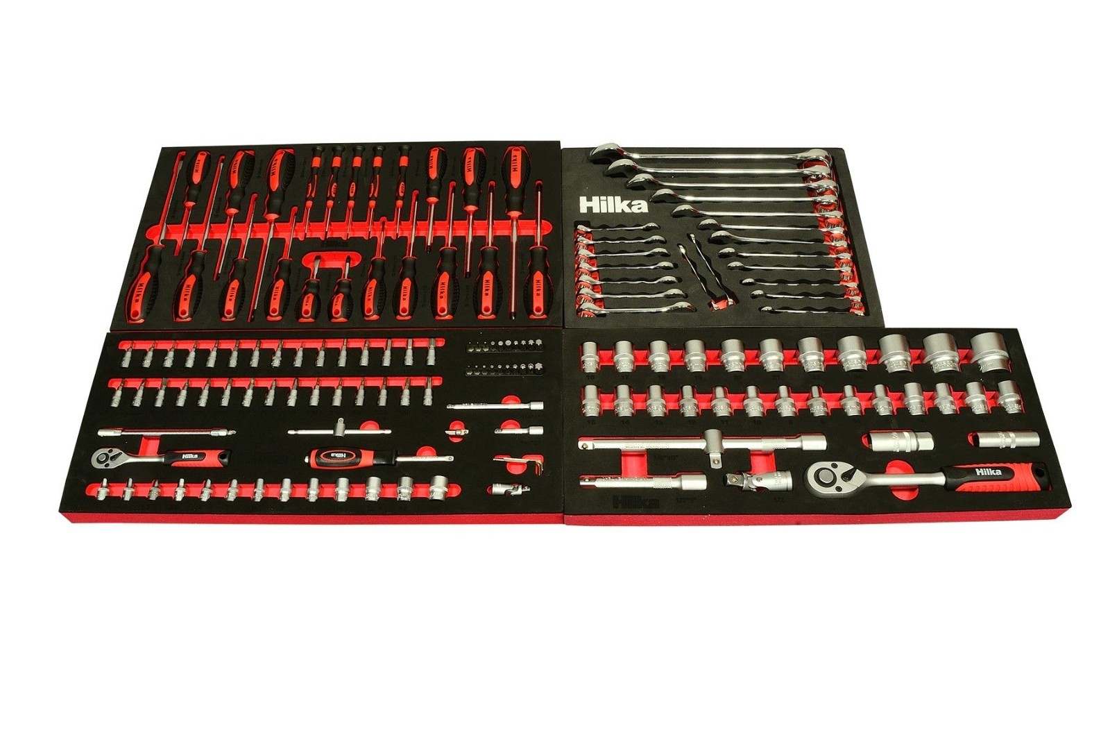 Hilka 150 Piece Eva Tool Kit Screwdriver Socket Spanner Set In Foam Tray