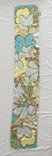 ECHO Silk Scarf Floral Abstract Botanical Teal Yellow Beige Rectangle 50x9