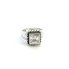 Sterling Silver Princess Cut Cubic Zirconia Square Ring Size 7 Statement