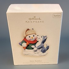 Hallmark Keepsake 2007 Snow Buddies Series #10 Snowman with Husky Ornament New