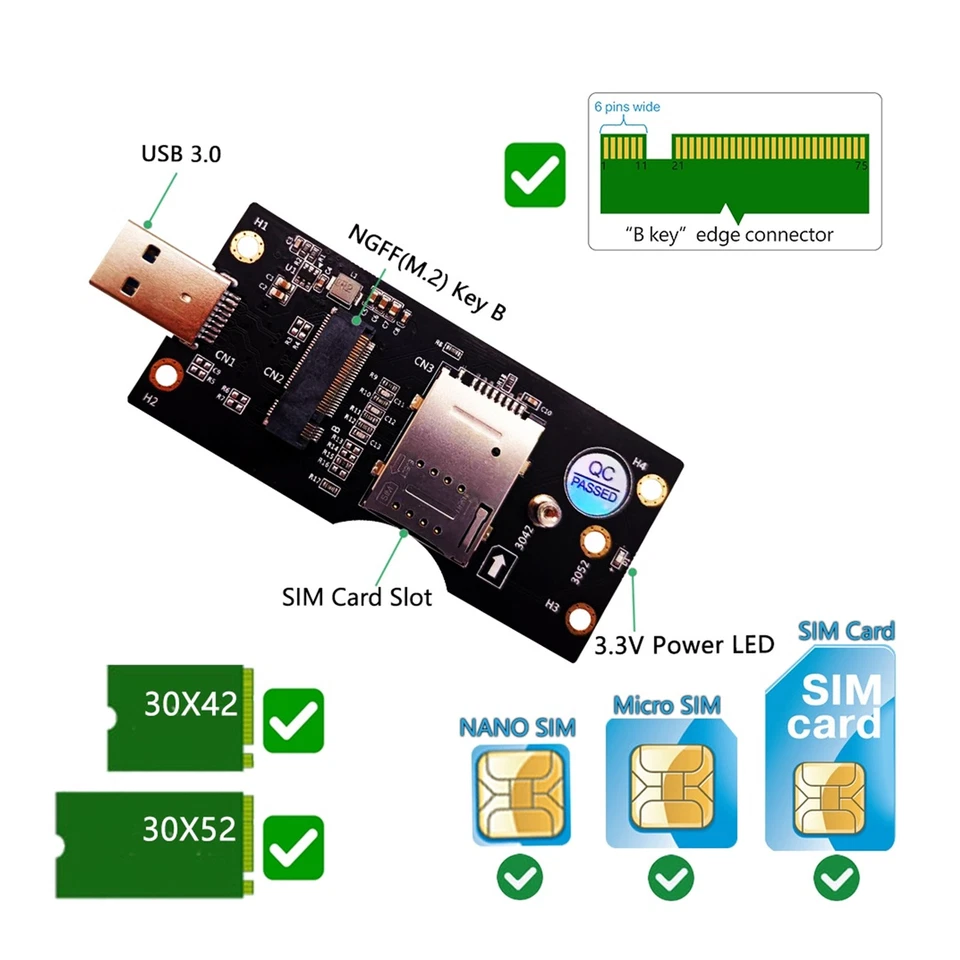 XUMIUZIY M.2 To USB 3.0 Adapter M.2 To USB 3.0 Adapter Riser Card With SIM Card - Image 3 of 4