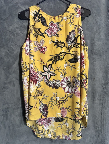 Label Rachel Rachel Roy Women’s Yellow Floral Sleeveless Round Neck Tank XL