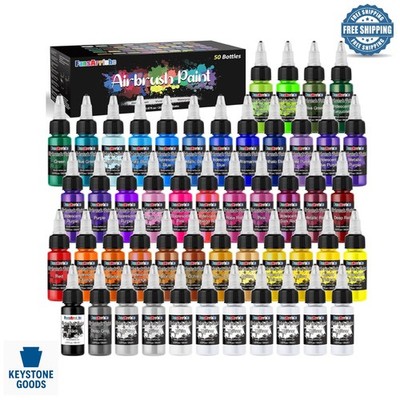 44-Color Water-Based Airbrush Paint Set with Thinners for Crafts & Art