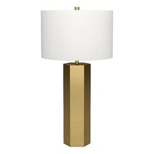 Henn Hart 14" Brass Metal/Fabric Table Lamp