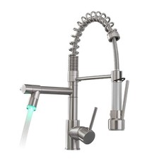 Commercial Pull Down Kitchen Faucet Sprayer with LED Light,Single Handle Stai...