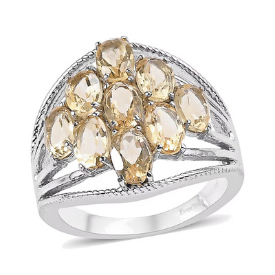 EverTrue Brazilian Citrine Gems 4.25 cwt Ring in 316L Stainless Steel Sz 7 NEW