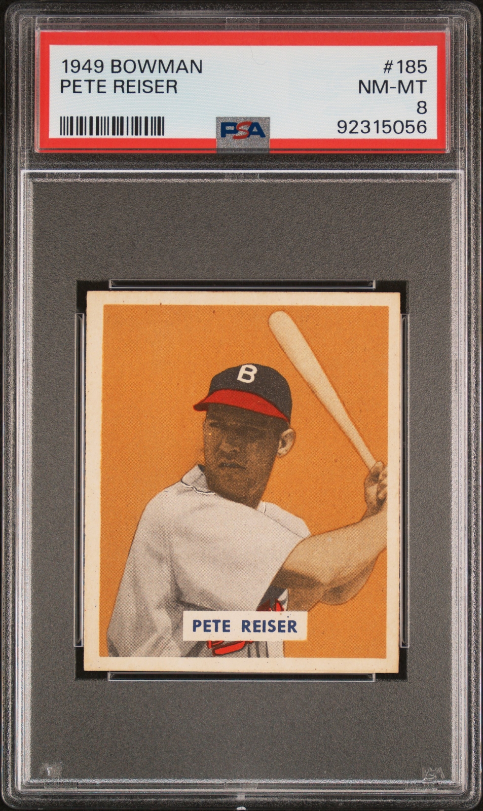 92315056 1949 Bowman #185 Pete Reiser PSA 8 Boston Braves