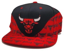 MENS MITCHELL & NESS NBA WAVE ALL OVER SNAP BULLS - BLACK-RED