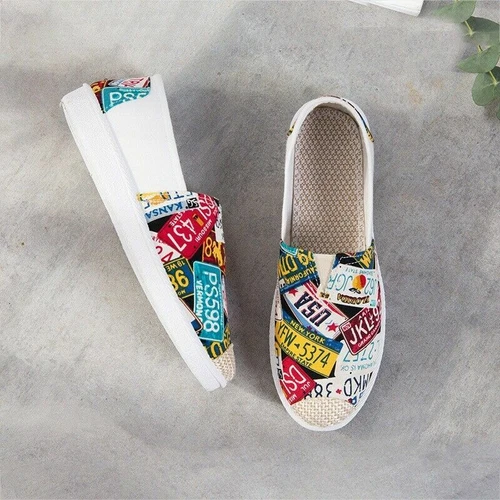 Zapatos de salón informales deslizantes de lona sin cordones estilo hilo dental para mujeres y damas - Imagen 8 de 18