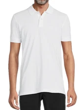 BOSS Men's White Solid Polo , Medium