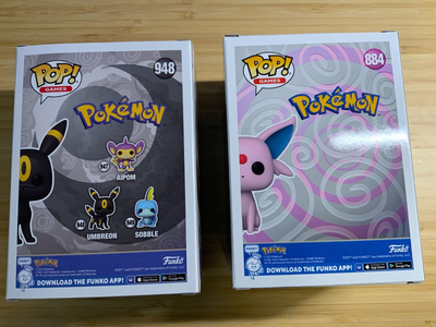 Funko Pop! Espeon 884 & Umbreon 948 FLOCKED Pokemon Vinyl