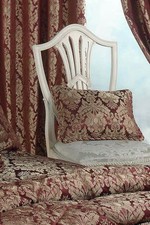 BURGUNDY DAMASK JACQUARD BOUDOIR SCATTER CUSHION LUXURY DECORATIVE FLORAL ITEM
