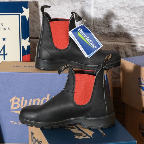 Blundstone Donna 508 Stivale in pelle nera con elastico rosso | eBay