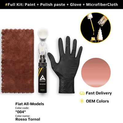 Touch up Paint for Fiat Code: 004 Rosso Tornol Fast Drying Scratch Repair