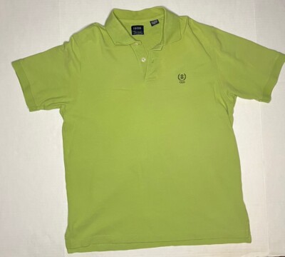 Izod Silk Wash Polo Shirt Men L Short Sleeve Green Pullover Embroidered