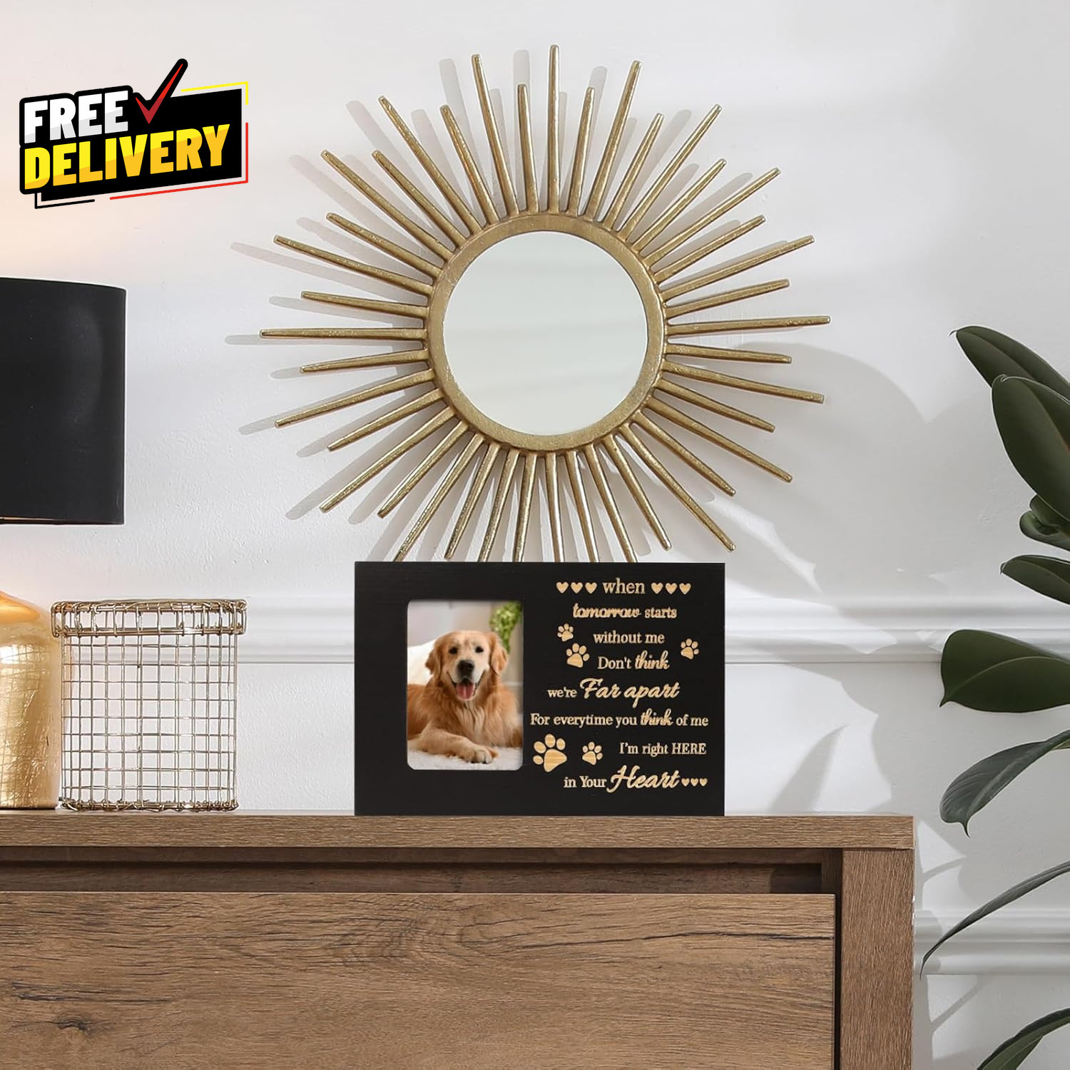 Pet Urns for Dog or Cat Ashes Wooden Funeral Cremation Urns with Photo Frame....