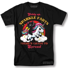 Sparkle Farts Unicorn Cat Shirt Funny Cute Gift Graphic Design Novelty T-Shirt