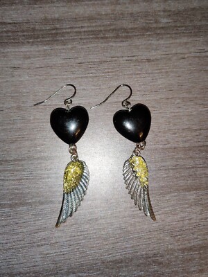 NEW Emo Edgy Rock Angel Wing Dangle Drop Earrings Charm 
