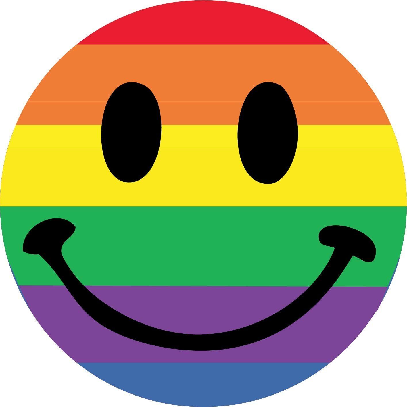 Rainbow Smiley Face LGBTQ Pride Smile Emoji Vinyl Sticker Decal