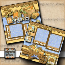 HARVEST FALL 2 premade scrapbook pages paper piecing layout BY DIGISCRAP