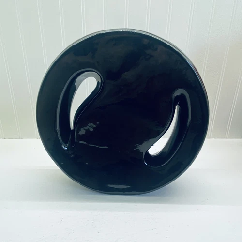 Vintage HAEGER Pottery DISC VASE Mid Century Collectible MCM Unique Shape