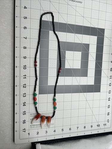 Collar Piedra Ágata Tres Cuernos Cuentas Verde Rojo Negro - Imagen 5 de 5
