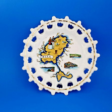 Piatto decorativo vintage Ibiza a raggi-mappa souvenir bel bordo traforato da appendere