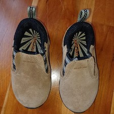 Stride Rite Boy Slip On Shoe Loafer Sz 5 Toddler Baby Tan Brown Suede Uniform