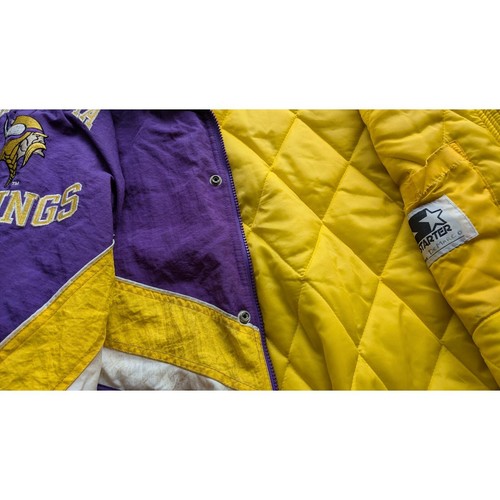 Minnesota Vikings 90s STARTER puffer DUNGY jacket XL purple gold NFL Pro vintage - Picture 7 of 8