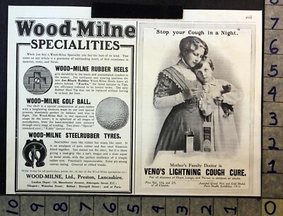 1911 WOOD-MILNE RUBBER HEEL GOLF SPORT BALL TIRE PRESTON LANCASHIRE AD FC8315