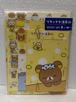 RILAKKUMA ONSEN STATIONERY - 36 Sheets 18 Env 4 Designs  SAN-X 2008 Stickers NEW