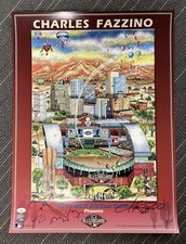 Charles Fazzino Signed Poster 18x24 Baseball Doodle Phoenix Autograph 2011 JSA