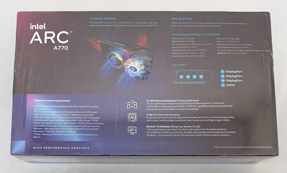 INTEL ARC A770 OC GPU ACER PREDATOR BIFROST GRAPHICS CARD 16GB GDDR6 PCIE NEW - Image 4 of 4