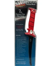 Bubba Blade Tapered Flex Fillet Knife 7" High Carbon Steel Red TPR Handle Sheath