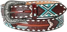 American Darling Hand Tooled Brown Leather Western Belt Unisex - ADBLF104-XL