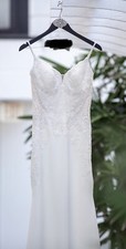 ESSENSE OF AUSTRALIA Bridal Gown Overlay Wedding Dress Size 8 Oyster