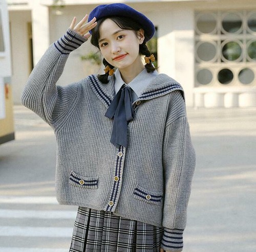 Womens Fashion Sailor Collar Long 