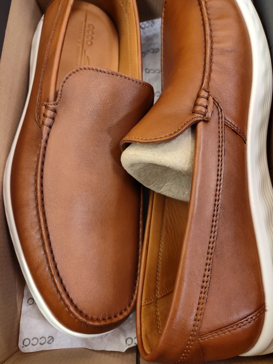 Ecco men leather driving shoes, color is cognac, 8.5 s-l400.jpg main image 2