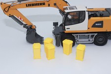 5X Yellow Trash Can 1:50 For Landscape Or Diorama NEW Recycling Bin