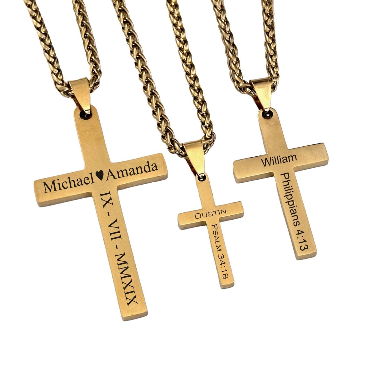 Gold Plating Personalized Gold Cross Necklace For Him Valentine's