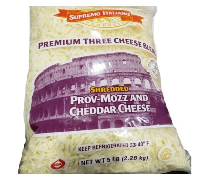 Supremo Italiano - Shredded 3 Cheese Blend (Provolone, Mozzarella, Cheddar) 5lbs
