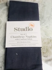 ShipN24Hours. New Bed Bath & Beyond  Studio Set of Chambray Napkins:18” X 18”.
