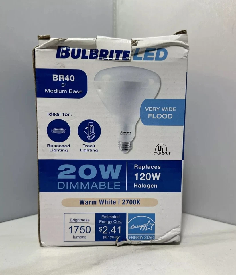 BULBRITE LIGHT BULB 20W DIMMABLE WARM WHITE BR40 - Image 2 of 4