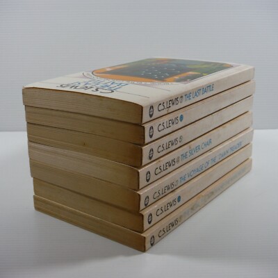 Chronicles of Narnia by C S Lewis 7 x vintage PB'S 1970 covers by