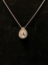 Kay Jewelers Sterling Silver Lab Created White Sapphire Tear Drop Necklace  18in