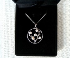 925 Sterling Silver & Cultured Pearl PENDANT Tree of Life /Cherry Blossom Sakura