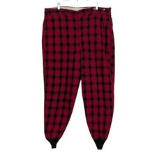 Vintage Woolrich Plaid Suspender Pants Mens Size 40x30 Red Wool Blend Hunting