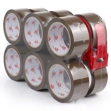 BOMEI PACK Brown Packing Tape with Dispenser, 2.6 mil 1.88 inch x 55 Yards 12...