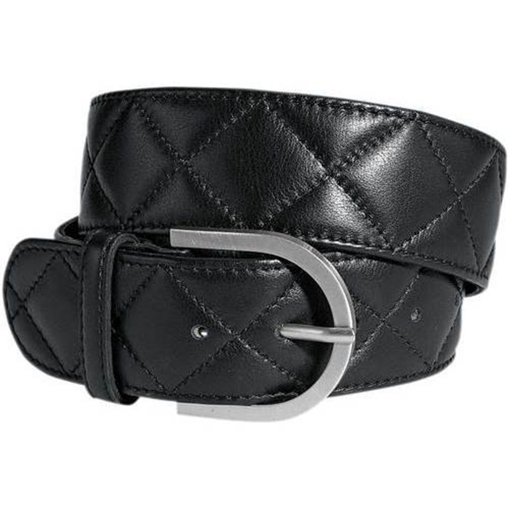 Tailored Sportsman Quilted Leather C Belt sz S Black/Silver OPENED PACKAGE