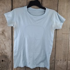 Lululemon Swiftly Tech 2.0 Short Sleeve Shirt Light Blue Size 8 Stains